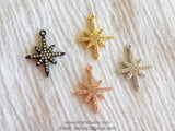 Gold Star Charms, CZ Micro Pave, Small Silver Dainty Starburst Charms #42