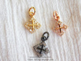 Cross Charm, CZ Micro Pave Tiny Cross Charms, Greek Cross Charms