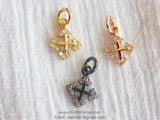 Cross Charm, CZ Micro Pave Tiny Cross Charms, Greek Cross Charms