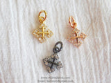 Cross Charm, CZ Micro Pave Tiny Cross Charms, Greek Cross Charms