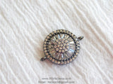 CZ Micro Pave Daisy Connectors, Flower Charms - Daisy/Camellia/Sunflower, Gunmetal Black/Rose/Gold/Silver Plated Bracelet/Necklace Links