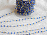 Gold Blue Tanzanite Chain, 4 mm Blue Sapphire Chains CH# 511, Silver Plated Boho Crystal Jewelry Chains