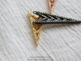 Micro Pave V Pendant Connector, Rose, Gold