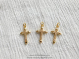 Cross Charms, CZ Micro Pave Rose Gold Cubic Zirconia Cross Pendants, AG 191