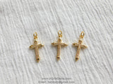 Cross Charms, CZ Micro Pave Rose Gold Cubic Zirconia Cross Pendants, AG 191