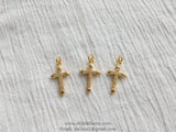 Cross Charms, CZ Micro Pave Rose Gold Cubic Zirconia Cross Pendants, AG 191