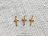 Cross Charms, CZ Micro Pave Rose Gold Cubic Zirconia Cross Pendants, AG 191