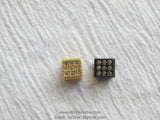 Micro Pave CZ Cube, Rectangle beads Gunmetal Black or Gold Plated Bead Clear Micro Paved Focal Bead Spacers AGGSM219