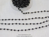 Gunmetal Black Rosary Chain, 4 mm Black Wire Wrapped Bead Chains CH #345, 3 5 10 feet Roll Bulk Plated Rosary Chain Beaded Rosary