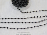 Gunmetal Black Chain, Crystal Wire Wrapped Chains CH# 346, 6 mm Faceted Glass Crystal Beads