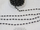 Gunmetal Black Rosary Chain, Crystal Wire Wrapped Chains CH #346, 6 mm Faceted Glass Crystal Beads