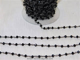 Gunmetal Black Rosary Chain, Crystal Wire Wrapped Chains CH #346, 6 mm Faceted Glass Crystal Beads