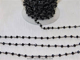 Gunmetal Black Chain, Crystal Wire Wrapped Chains CH# 346, 6 mm Faceted Glass Crystal Beads
