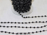 Gunmetal Black Chain, Crystal Wire Wrapped Chains CH# 346, 6 mm Faceted Glass Crystal Beads