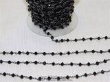 Gunmetal Black Rosary Chain, Crystal Wire Wrapped Chains CH #346, 6 mm Faceted Glass Crystal Beads