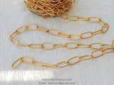 Large Link Chain, Oval Necklace 10 x 20 mm Chain CH# 255, Matte Gold Plated Bracelet Chain