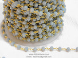 Slate Grey Beaded Chain, 6 mm Rondelle Crystal Gold Wire Wrapped CH #514, Unfinished Boho Jewelry Chain