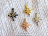 Gold Star Charms, CZ Micro Pave, Small Silver Dainty Starburst Charms #42