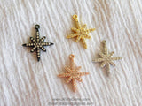 Gold Star Charms, CZ Micro Pave, Small Silver Dainty Starburst Charms #42