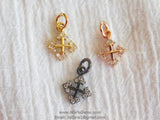 Cross Charm, CZ Micro Pave Tiny Cross Charms, Greek Cross Charms