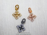 Cross Charm, CZ Micro Pave Tiny Cross Charms, Greek Cross Charms