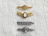 CZ Micro Pave Curved Bar Connectors, Chevron Fishtail Links for Necklace, Lariat Drop, Earrings DIY Jewelry, Gold/Black Leaf Linking Charms