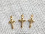 Cross Charms, CZ Micro Pave Rose Gold Cubic Zirconia Cross Pendants, AG 191