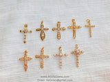 Medium CZ Cross Gold Cubic Zirconia Cross Gold Plated CZ Cross for Chain Loop for Bracelet Necklace Bracelet AG 198