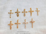 Medium CZ Cross Gold Cubic Zirconia Cross Gold Plated CZ Cross for Chain Loop for Bracelet Necklace Rosary Bracelet AG 198