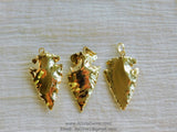 Arrowhead Charm Pendants, Gold Plated Arrow Charms, Small Gold Arrowheads- Tribal Pendants for Bracelet Necklace Connectors