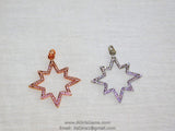 CZ Micro Pave Star Charms, CZ Starburst Pendants, Star Cubic Zirconia Stars in Gold #204