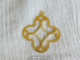 Large Quatrefoil Charm, Brushed Gold Soldered Filigree Clover #668, Earrings or Necklace Pendants 36 x 40 mm