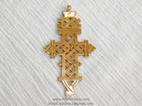 Brass Ethiopian Coptic Cross Jewelry Pendant, African Gold Cross Charm #2050, Religious Jewelry Making Supplies