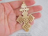 Brass Ethiopian Coptic Cross Jewelry Pendant, African Cross Brass Charm #2047, Religious Jewelry Making Supplies