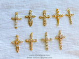 Medium CZ Cross Gold Cubic Zirconia Cross Gold Plated CZ Cross for Chain Loop for Bracelet Necklace Bracelet AG 198