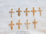 Medium CZ Cross Gold Cubic Zirconia Cross Gold Plated CZ Cross for Chain Loop for Bracelet Necklace Bracelet AG 198