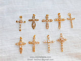 Medium CZ Cross Gold Cubic Zirconia Cross Gold Plated CZ Cross for Chain Loop for Bracelet Necklace Rosary Bracelet AG 198