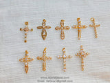 Medium CZ Cross Gold Cubic Zirconia Cross Gold Plated CZ Cross for Chain Loop for Bracelet Necklace Bracelet AG 198