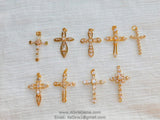 Medium CZ Cross Gold Cubic Zirconia Cross Gold Plated CZ Cross for Chain Loop for Bracelet Necklace Rosary Bracelet AG 198