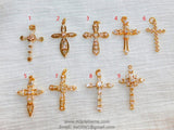 Medium CZ Cross Gold Cubic Zirconia Cross Gold Plated CZ Cross for Chain Loop for Bracelet Necklace Rosary Bracelet AG 198