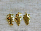 Arrowhead Charm Pendants, Gold Plated Arrow Charms, Small Gold Arrowheads- Tribal Pendants for Bracelet Necklace Connectors