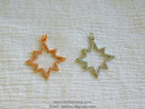 CZ Micro Pave Star Charms, CZ Starburst Pendants, Star Cubic Zirconia Stars in Gold #204