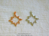 CZ Micro Pave Star Charms, CZ Starburst Pendants, Star Cubic Zirconia Stars in Gold #204