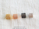 CZ Pave Barrel Beads, 6 x 8 mm Rose Gold Tube #249, Silveror Black Plated Cubic Zirconia Drum