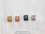 CZ Pave Barrel Beads, 6 x 8 mm Rose Gold Tube #249, Silveror Black Plated Cubic Zirconia Drum