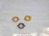 Round Donut Connectors, CZ Micro Pave Round Hole 2 Loops, 16 x 20 mm