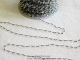 Clear Crystal Rosary Chain, Gunmetal Black Faceted CH #324, 4 or 6 mm Beaded Chains