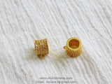 CZ Micro Pave Bail Bead, Gold Silver Round Connector Tube Charm Pendant Holders # 133, 7 x 8 mm Big Large Hole 1 Loop