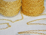Cable Chain, 4 mm Square Diamond Unfinished Necklace CH #201, 16 k Brushed Gold Dainty Jewelry Chains