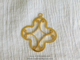 Large Quatrefoil Charm, Brushed Gold Soldered Filigree Clover #668, Earrings or Necklace Pendants 36 x 40 mm